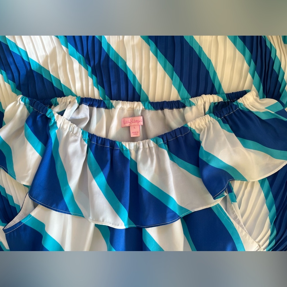 NWT Lilly Pulitzer On/off/one shoulder Crowley dress Sail Stripe Large - Picture 3 of 6